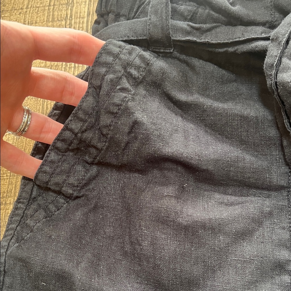 Joie Daynna High-Waist Paperbag Tie Shorts — Black - Size 8 - Picture 3 of 5